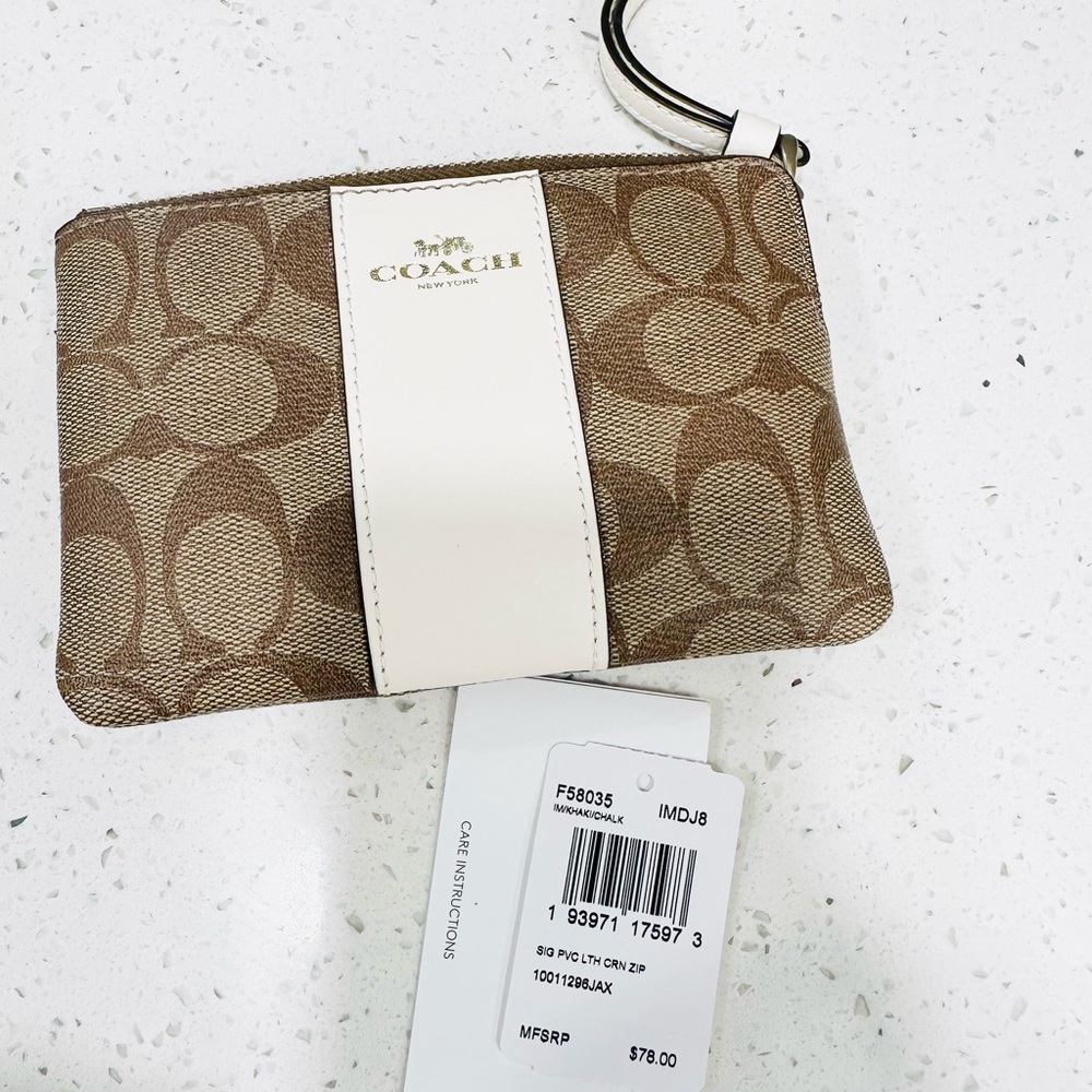 Coach F58035 corner zip wristlet wallet original price $78.00
